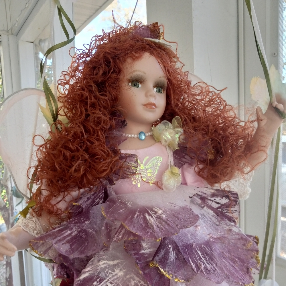 CATHAY COLLECTION GORGEOUS LIMITED EDITION PORCELAIN SWINGING FAIRY DOLL